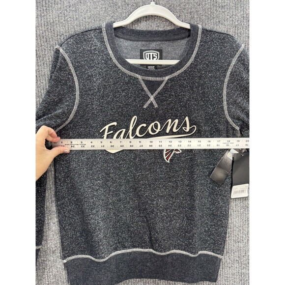 NFL Atlanta Falcons Pullover Sweatshirt Womens Medium Heather Black Gray Logo - Picture 7 of 8
